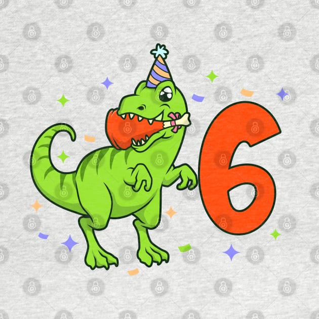 I am 6 with TREX - boy birthday 6 years old by Modern Medieval Design